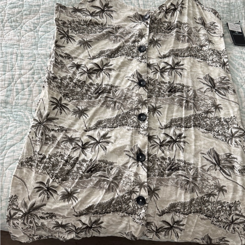 Tropical Print Button-Down dress